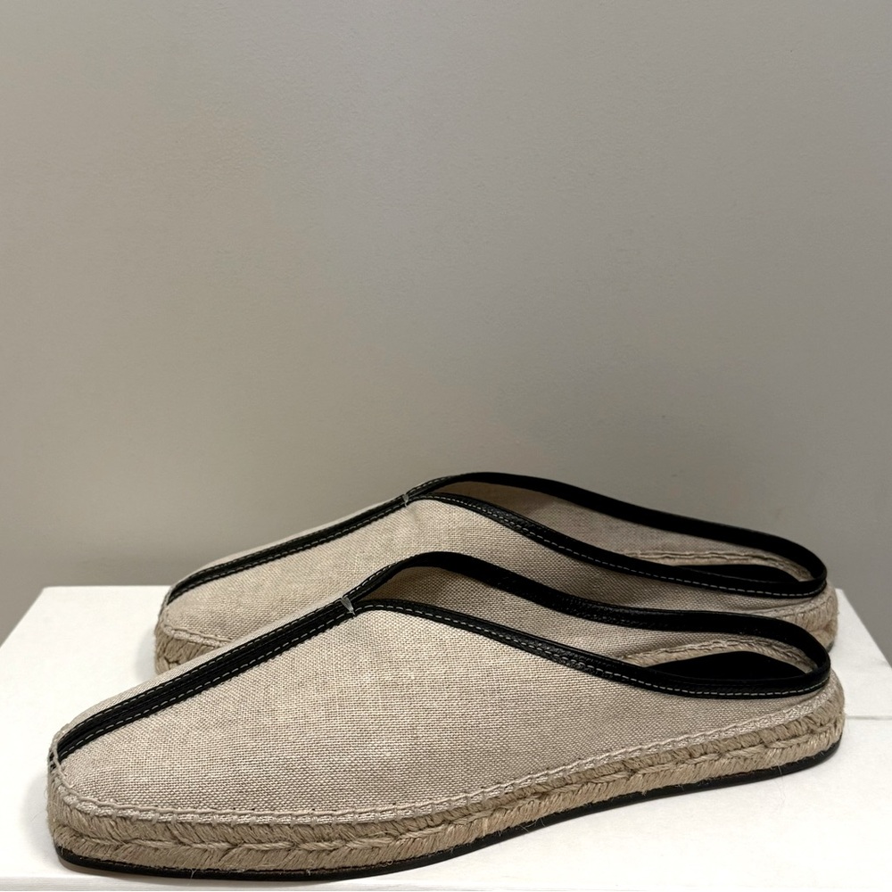 Toteme Canvas Espadrilles Slippers, 39, Beige Black